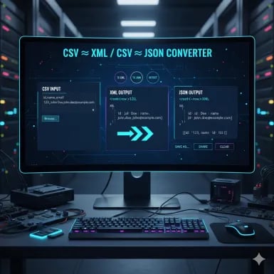 CSV to XML / CSV to JSON Converter